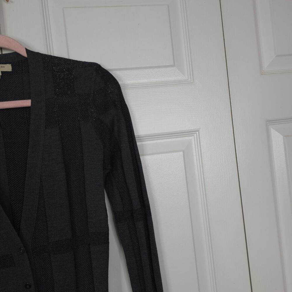 Burberry Grey Metallic Silk Knit Long Button Cardigan Size M - Picture 4 of 9